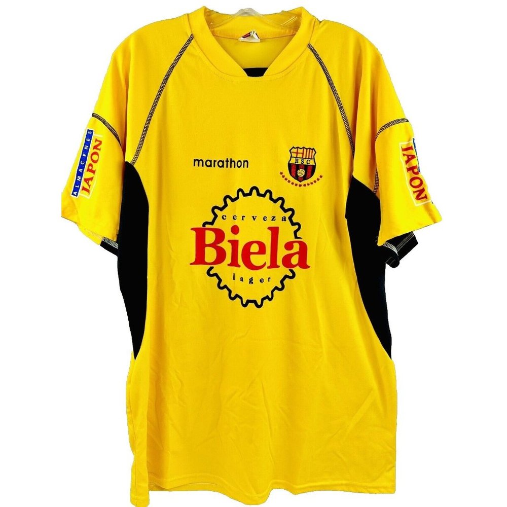 Biela Cerveza Lager Barcelona Yellow Black Soccer Football Futbol Jersey Size S
